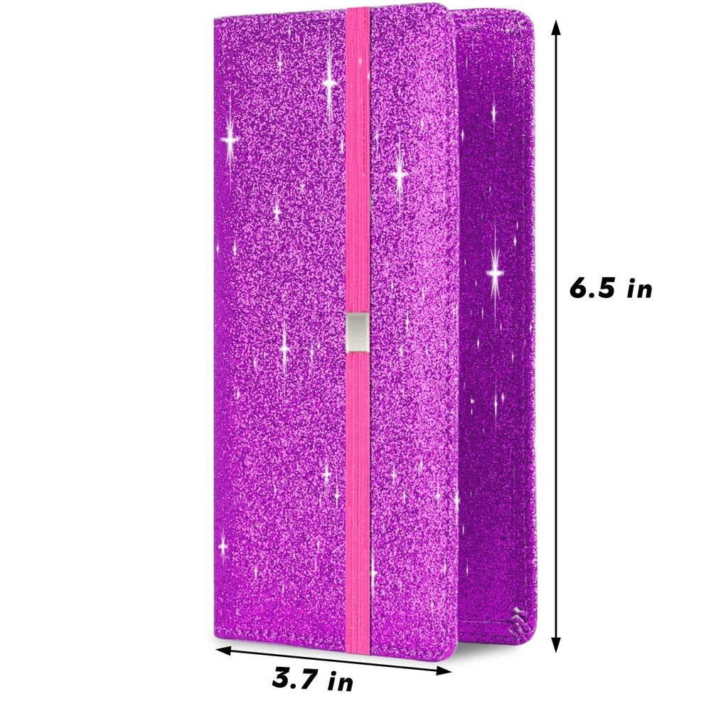 4722 Glitter Checkbook Cover for Girls & , Bling Pu Leather RFID Blocking - Picture 2 of 8